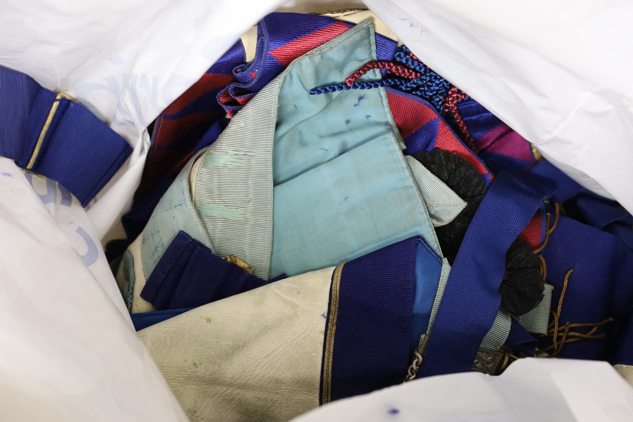 A large collection of Masonic aprons and sashes for London, etc.
